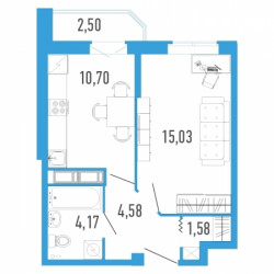 Однокомнатная квартира 37.31 м²