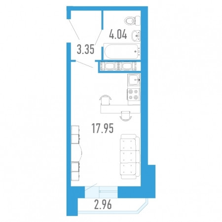 Студия 26.82 м²