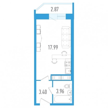 Студия 26.78 м²