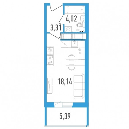 Студия 28.17 м²